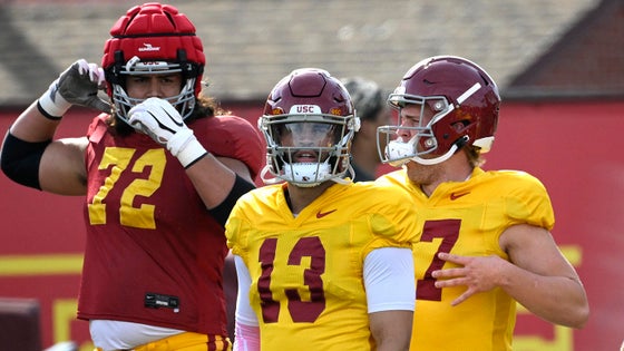 USC football practice in Los Angeles.