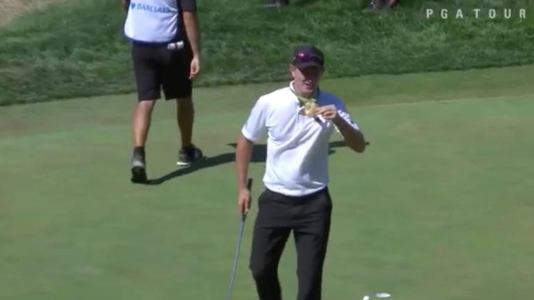 WATCH: Justin Rose ends Barclays with gold medal around neck for final putt