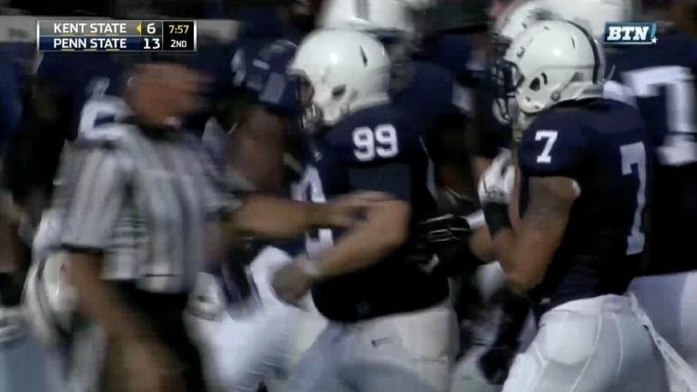 Big-boy Penn State kicker obliterates Kent State return man on kickoff