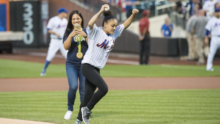 WATCH: Olympic gymnasts Madison Kocian and Laurie Hernandez's pitch with a twist