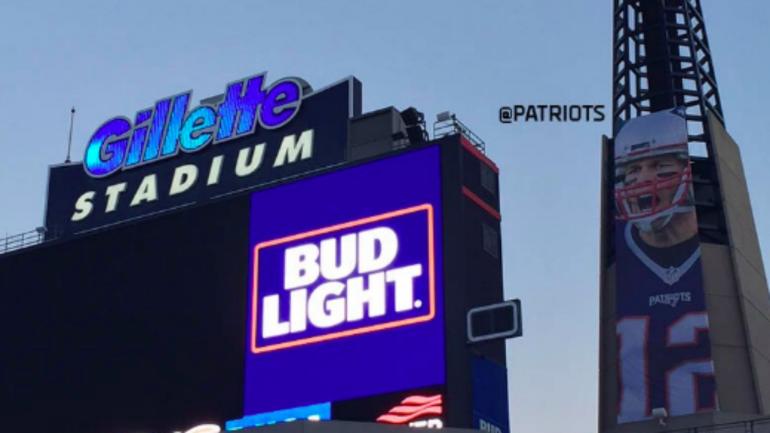 LOOK: Patriots alter lighthouse at Gillette Stadium to honor Tom Brady