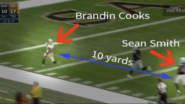 WATCH: Brandin Cooks toasts Raiders for longest TD pass in Saints history