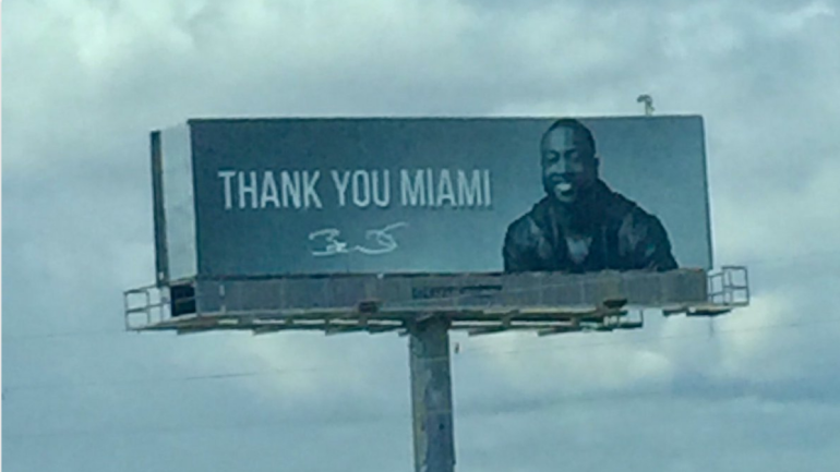 Dwyane Wade thanks the city of Miami with a billboard