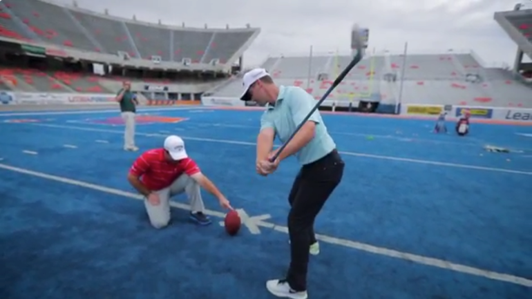 WATCH: Web.com Tour golfer hits 45-yard field goal with a golf club at Boise State