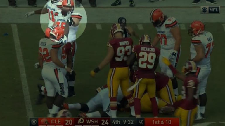 Redskins player has improbable explanation for crazy fumble call vs. Browns