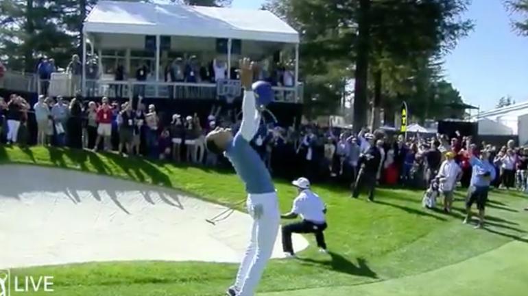 WATCH: Golfer makes long 3-pointer in front of Steph Curry