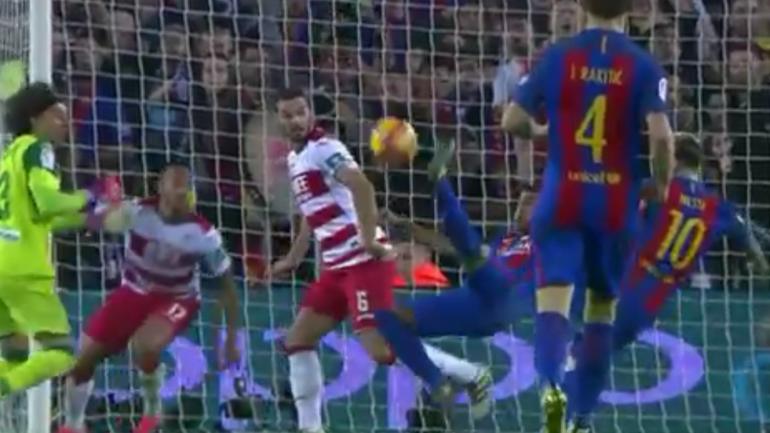 WATCH: Barcelona wins on sick overhead kick goal, but not from Messi or Neymar