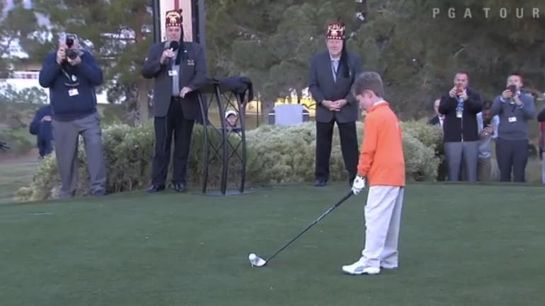 WATCH: One-armed child golfer slams ceremonial tee shot at Shriners