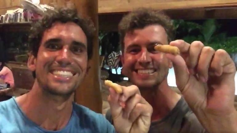 Watch as two of the top 30 golfers in the world eat live bugs for no good reason