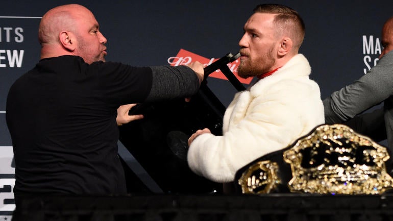 UFC 205 press conference highlights: McGregor tries to throw chair at Alvarez