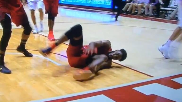 This gruesome injury to a Dayton player on his game-sealing dunk is hard to watch
