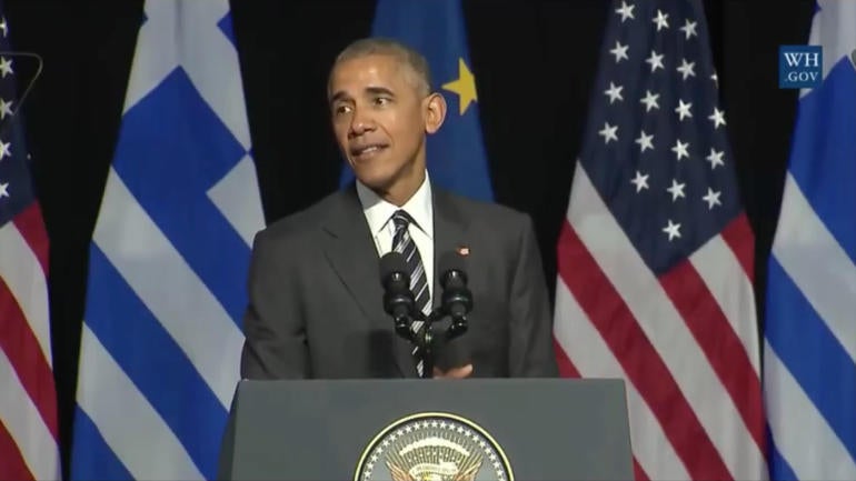 President Barack Obama tries to pronounce Giannis Antetokounmpo's name in Greece