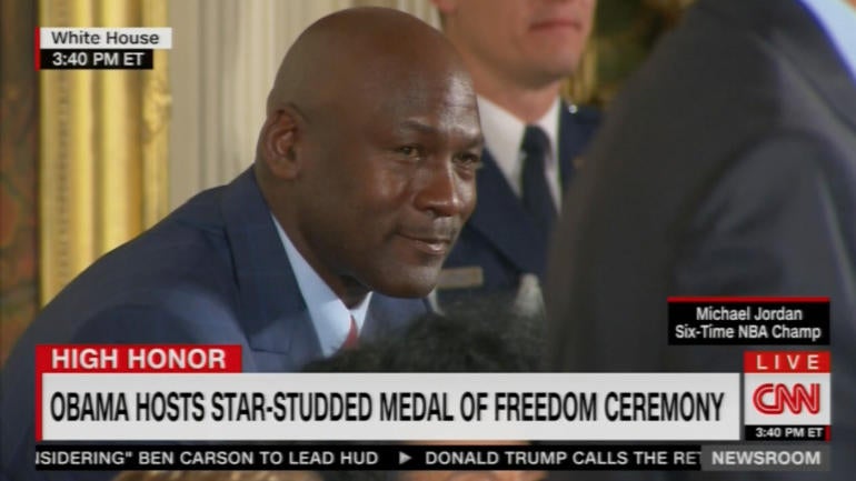 Obama's speech for M.J. makes Crying Jordan meme nearly come to life