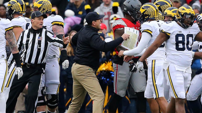 Jim Harbaugh lays into refs for 'outrageous' officiating after Michigan loss