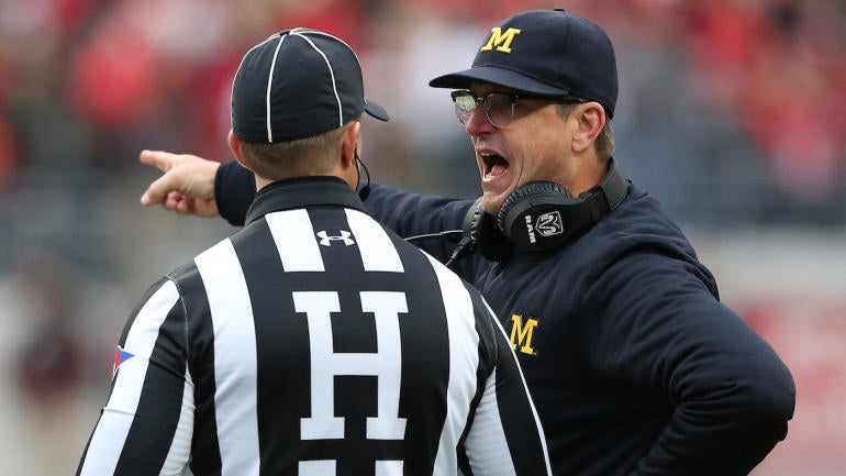 Michigan fined $10,000 for Jim Harbaugh's criticism of officiating at Ohio State