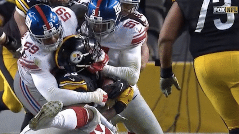 Some Steelers are furious at 'dirty' Giants defenders twisting Le'Veon Bell's head