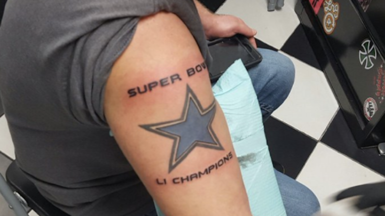 LOOK: Cowboys fan gets 'Super Bowl champs' tattoo, officially jinxes Dallas