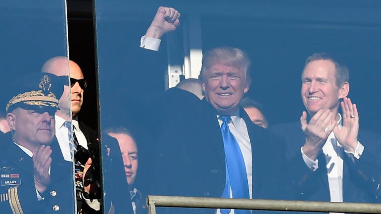 WATCH: President-elect Donald Trump makes waves in booth during Army-Navy
