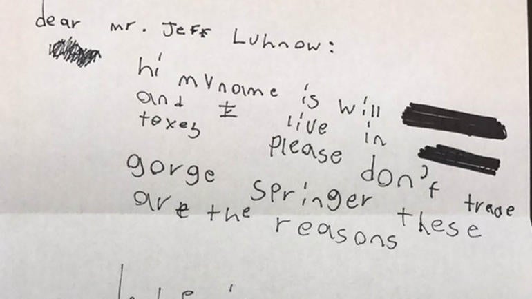 LOOK: Kid writes letter urging Astros to not trade George Springer