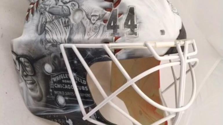 Blackhawks goalie to wear Cubs-themed mask during outdoor game in St. Louis