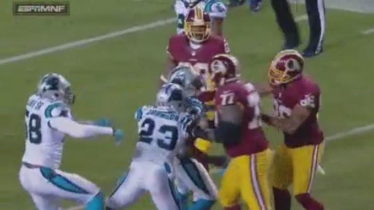 Redskins' Jordan Reed ejected for throwing punch at Panthers' Kurt Coleman