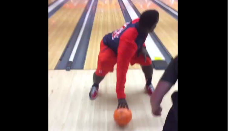 WATCH: Auburn LB Deshaun Davis picks up a spare by snapping a bowling ball