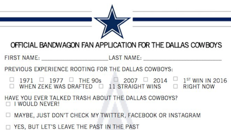 LOOK: The Cowboys want you to know their bandwagon is taking applications