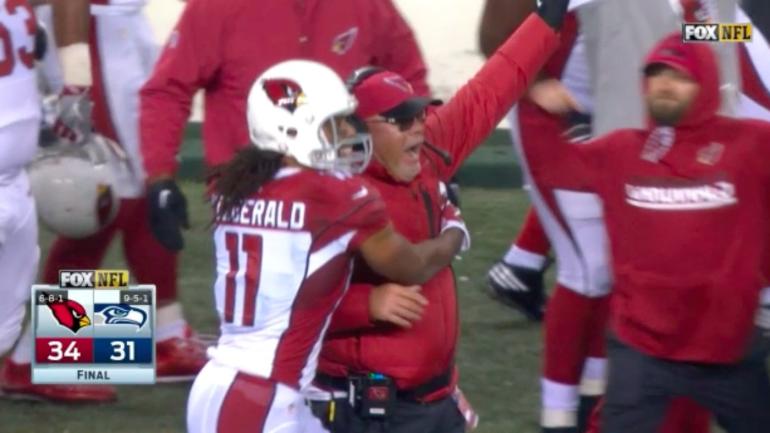 The cause of Bruce Arians' torn rotator cuff? A hug from receiver Larry Fitzgerald