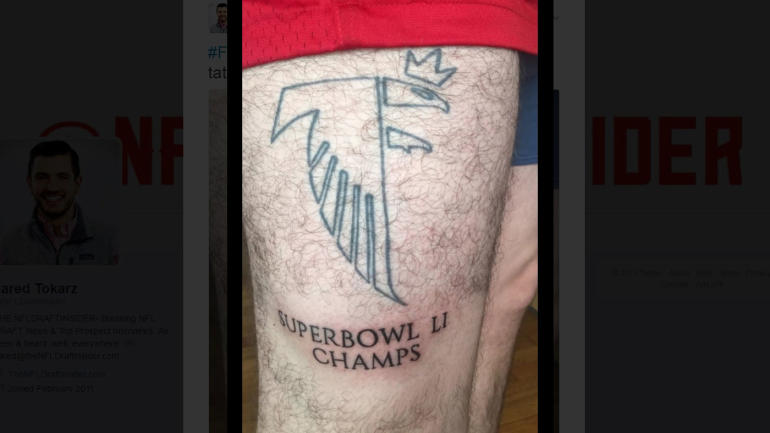 LOOK: Falcons fan tempts fate, gets 'Super Bowl LI Champs' tattoo