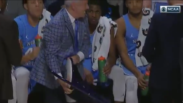 WATCH: Roy Williams slams chair in frustration during baffling loss to Miami
