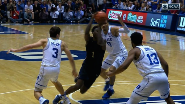 WATCH: Hard to believe, but Duke's Grayson Allen whistled for tripping again