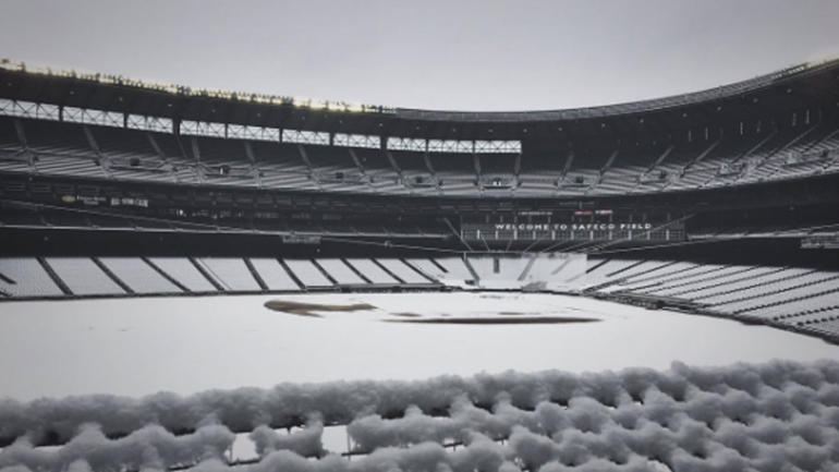 Not quite baseball season yet, Mariners' Safeco Field blanketed by snow storm