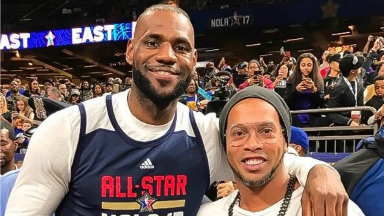 LOOK: Ronaldinho chills with LeBron, Durant, Curry at NBA All-Star Weekend