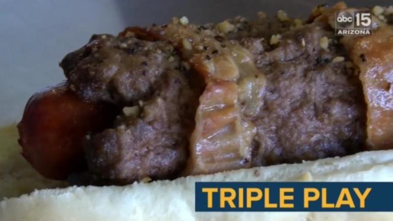 Royals, Rangers selling a hot dog wrapped in a burger wrapped in bacon this spring