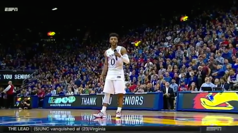 WATCH: What Frank Mason told his son on Kansas' senior night may make you cry