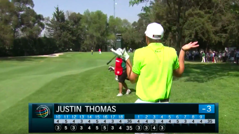 WATCH: Justin Thomas replicates Michael Jordan shrug for hole-out celebration