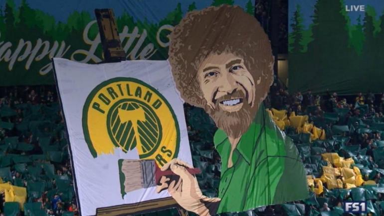 LOOK: Timbers take tifo game to whole new level, honor TV painting legend Bob Ross
