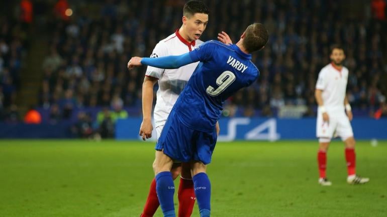 Leicester City-Sevilla Champions League: Nasri gets red card for headbutting Vardy
