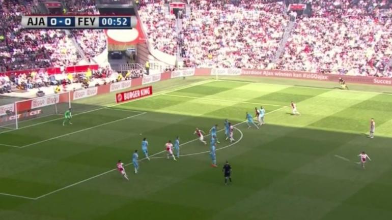 WATCH: Ajax scores astonishing long-range free kick vs. Feyenoord in Eredivisie