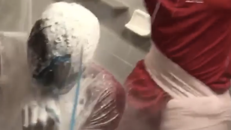 WATCH: Angels give Maybin a birthday shower of beer, baby powder and something blue