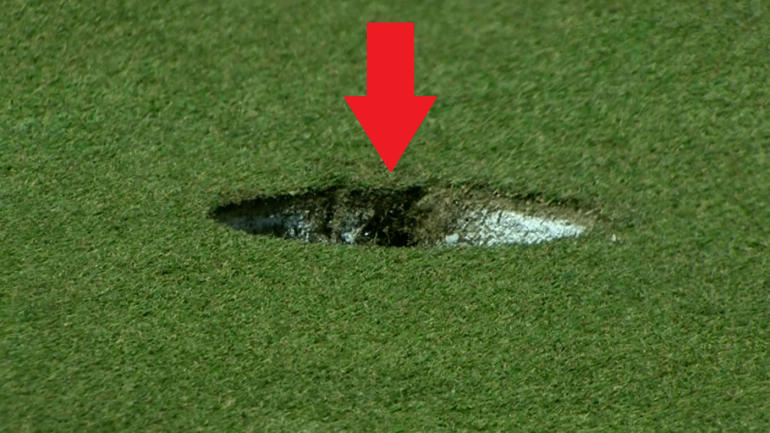 WATCH: Slam-dunk eagle breaks hole forcing repairs at 2017 Masters on Sunday