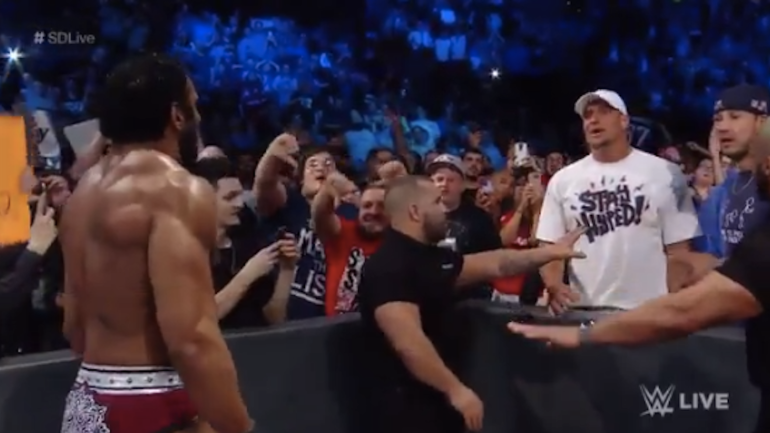 WATCH: Rob Gronkowski throws beer in wrestler's face at WWE Smackdown event