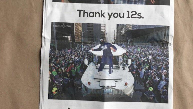LOOK: Marshawn Lynch thanks Seattle '12s' with full page ad in local newspaper