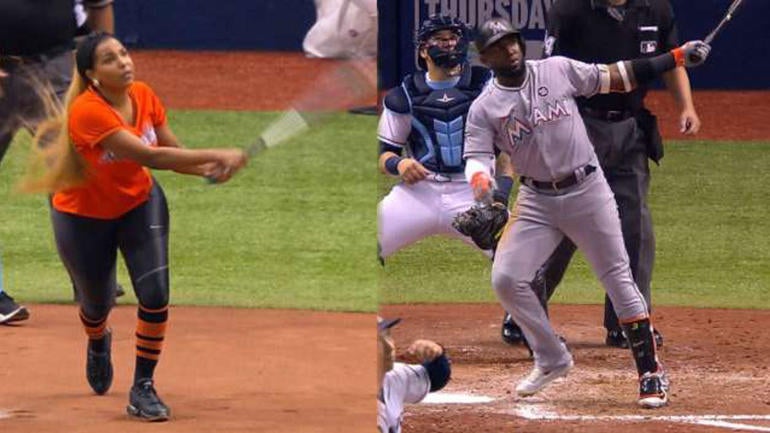 WATCH: Marlins' Ozuna and his wife both hit monster home runs at Tropicana Field