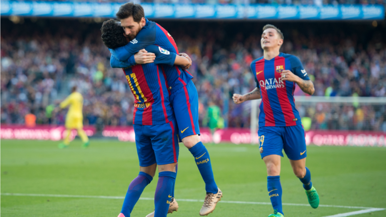 Barcelona 4-1 Villarreal: Messi, Neymar and Suarez score to keep Barca in first