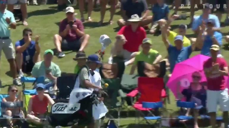 WATCH: Zac Blair hits three in water at famed No. 17 green at Sawgrass, makes 9