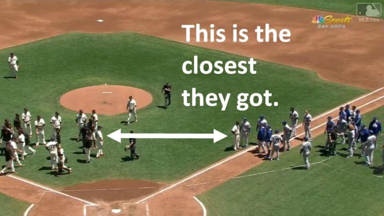 LOOK: The Giants and Dodgers just had the wimpiest bench-clearing 'brawl' ever