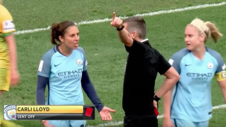 WATCH: Carli Lloyd gets red-carded for violently elbowing an opponent in the head