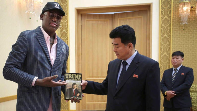 LOOK: Dennis Rodman gives Trump's 'The Art of the Deal' to official in North Korea