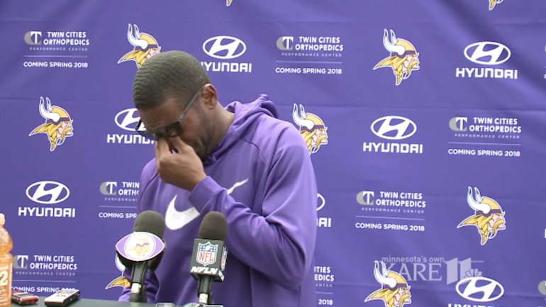 WATCH: Randy Moss gets emotional after question about former coach Dennis Green